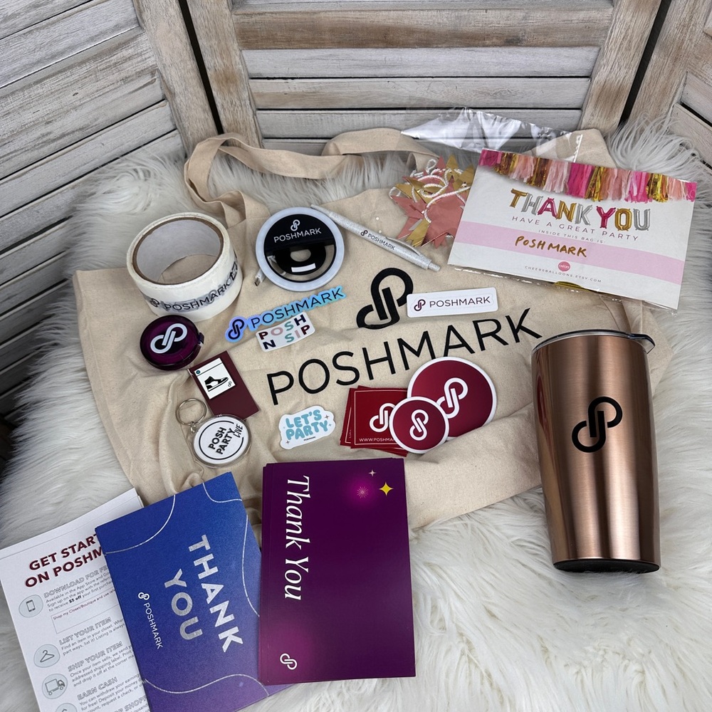 Large New Poshmark Exclusive Swag Poshfest Bundle Lot Set Bag Tumbler Stickers 1